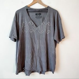 AC/DC Distressed Cut Band Tee Gray Size XL